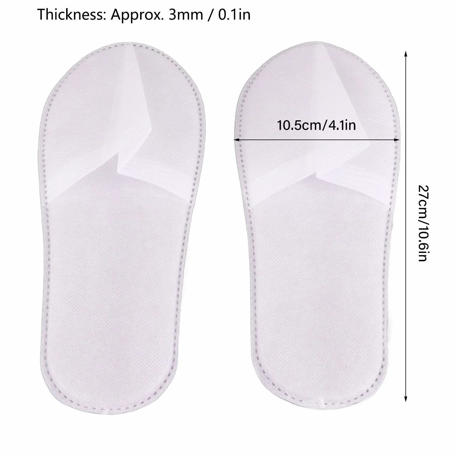 50 Pares de Pantuflas Desechables de Hotel para Interiores, Pantuflas Antideslizantes Unisex Portátiles, Pantuflas de Punta Cerrada de Terciopelo de Algodón para Spa(Pizarra blanca no tejida de 3MM)
