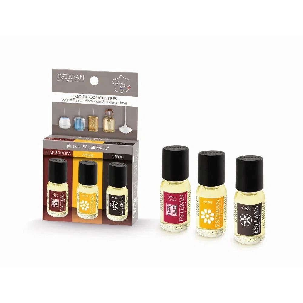 Esteban Selección Tris de concentrados de perfume Teck & Tonka – Ambre – Neroli 3 botellas de 15 ml