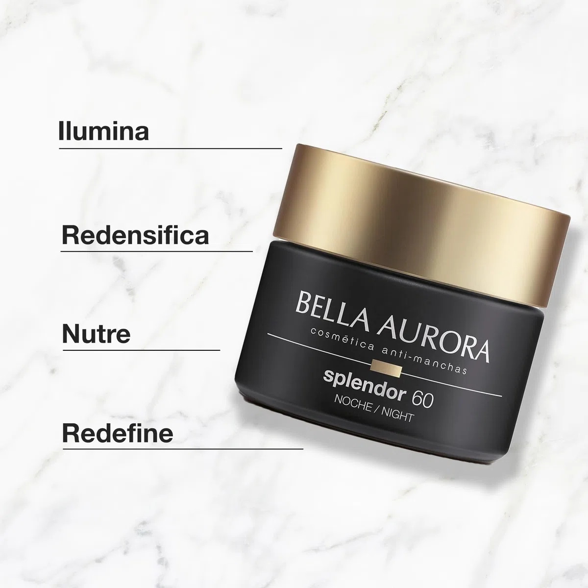 BELLA AURORA - Splendor +60 Crema de Noche, Tratamiento Fortificante Antiedad, Activos Última Generación y Extractos Naturales