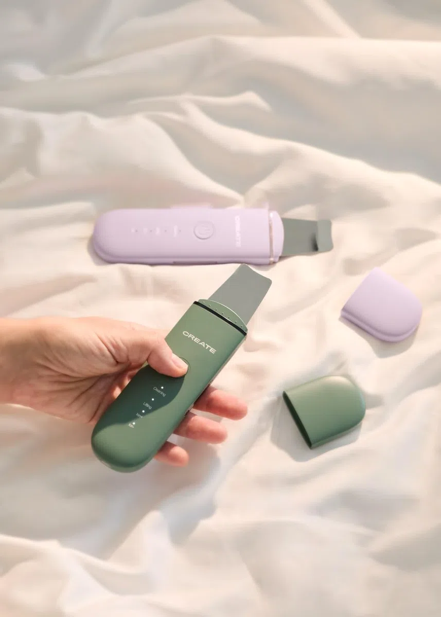 CREATE/SONIC PURE SKIN 4 in 1 / Limpiador facial ultrasónico 4 en 1 lavanda/Tecnología EMS, 4 tecnologías, 4 limpiezas, efecto lifting, cabezal de acero inoxidable de grado médico, 1,5W