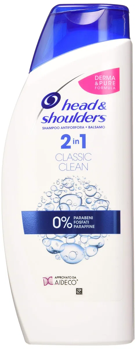Head & Shoulders Champú anticaspa Classic Clean 2 en 1, champú y acondicionador, paquete de 3 unidades de 540 ml, para cabello graso, sin parabenos, hasta 72 horas de protección
