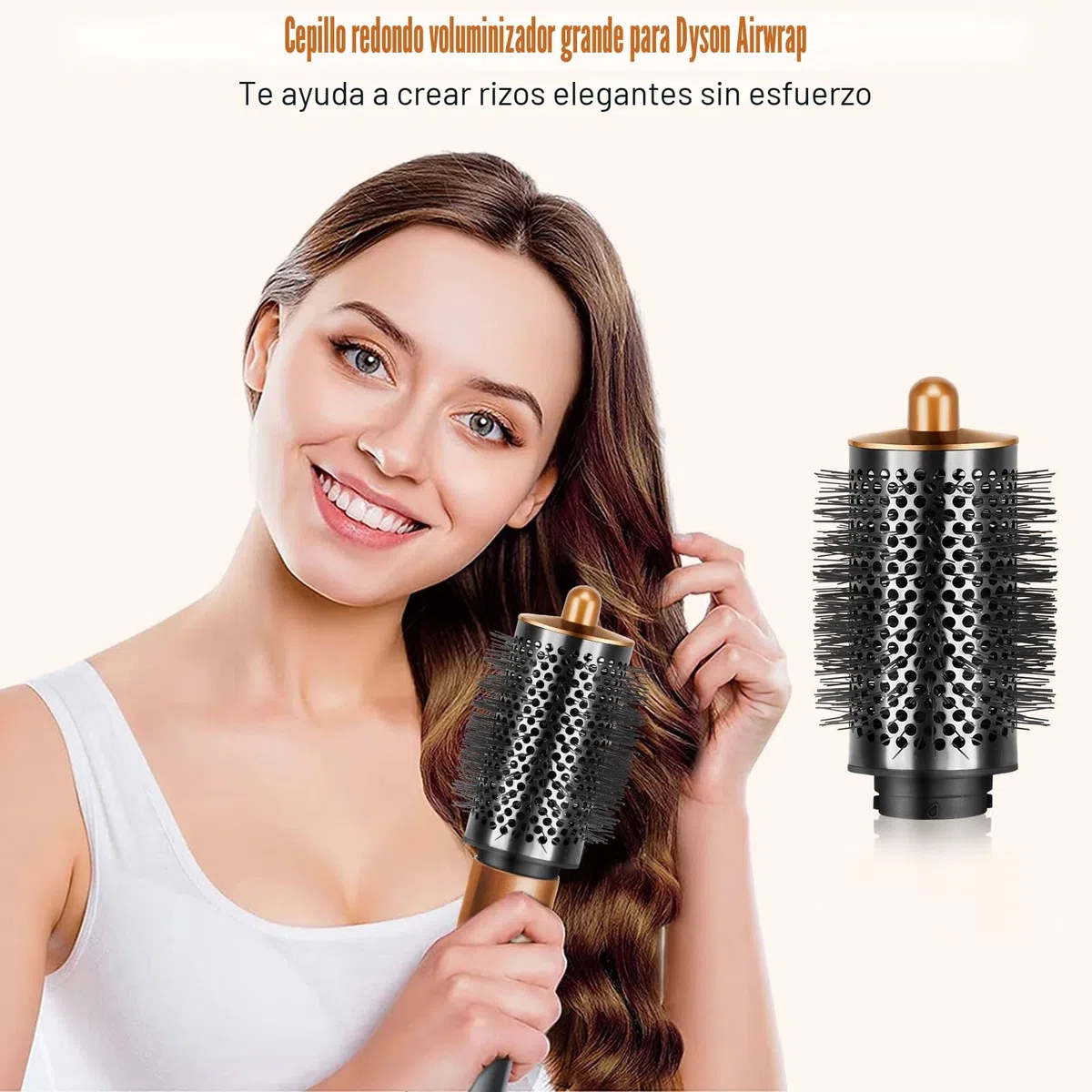 Cepillo redondo voluminizador mejorado para Dyson para accesorios Airwrap, cepillo voluminizador para pelo liso, dorado