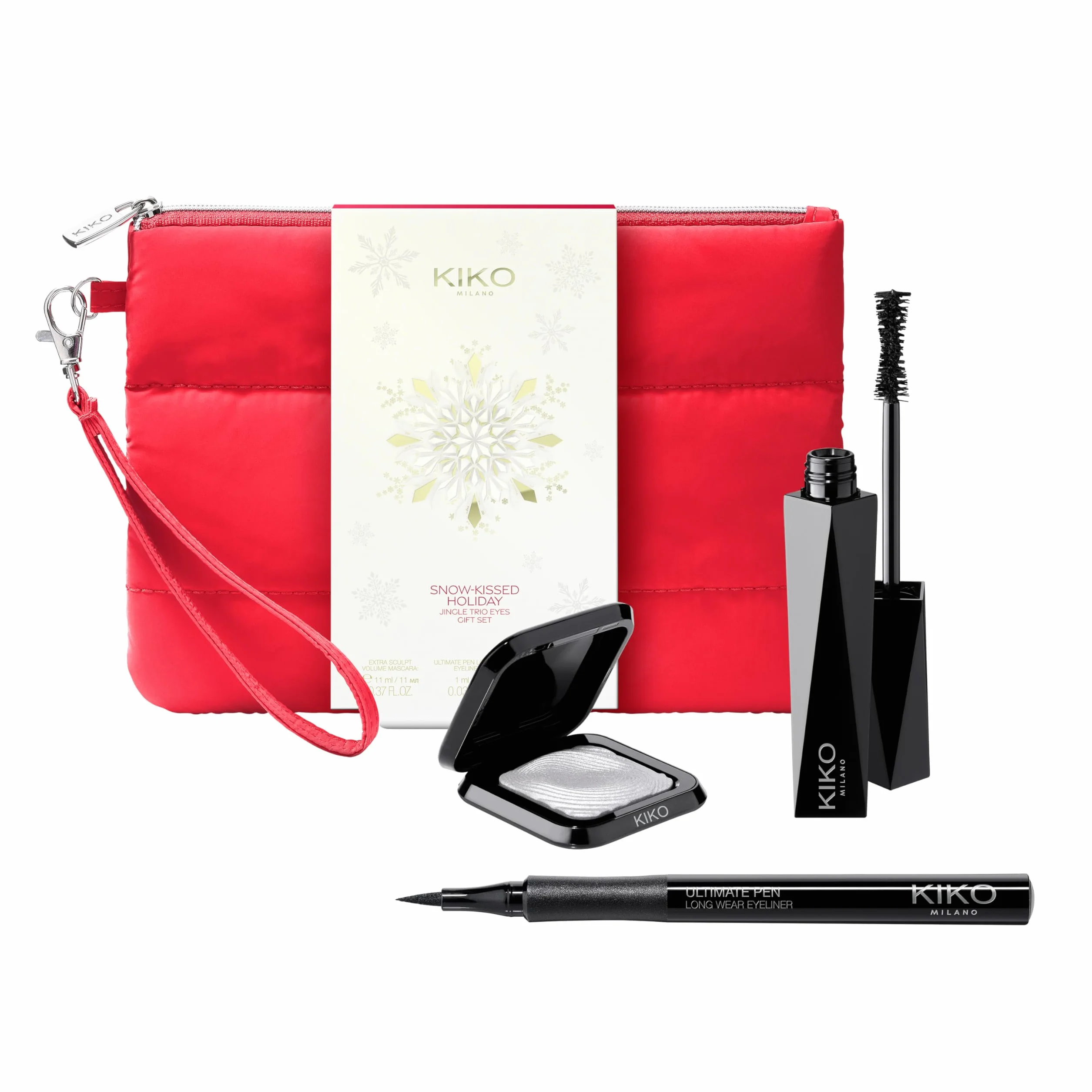 KIKO Milano Snow-Kissed Holiday Jingle Trio Eyes Gift Set, Kit De Regalo Para Ojos: Máscara De Pestañas Efecto Volumen, Rotulador Delineador Y Sombra De Ojos Metalizada