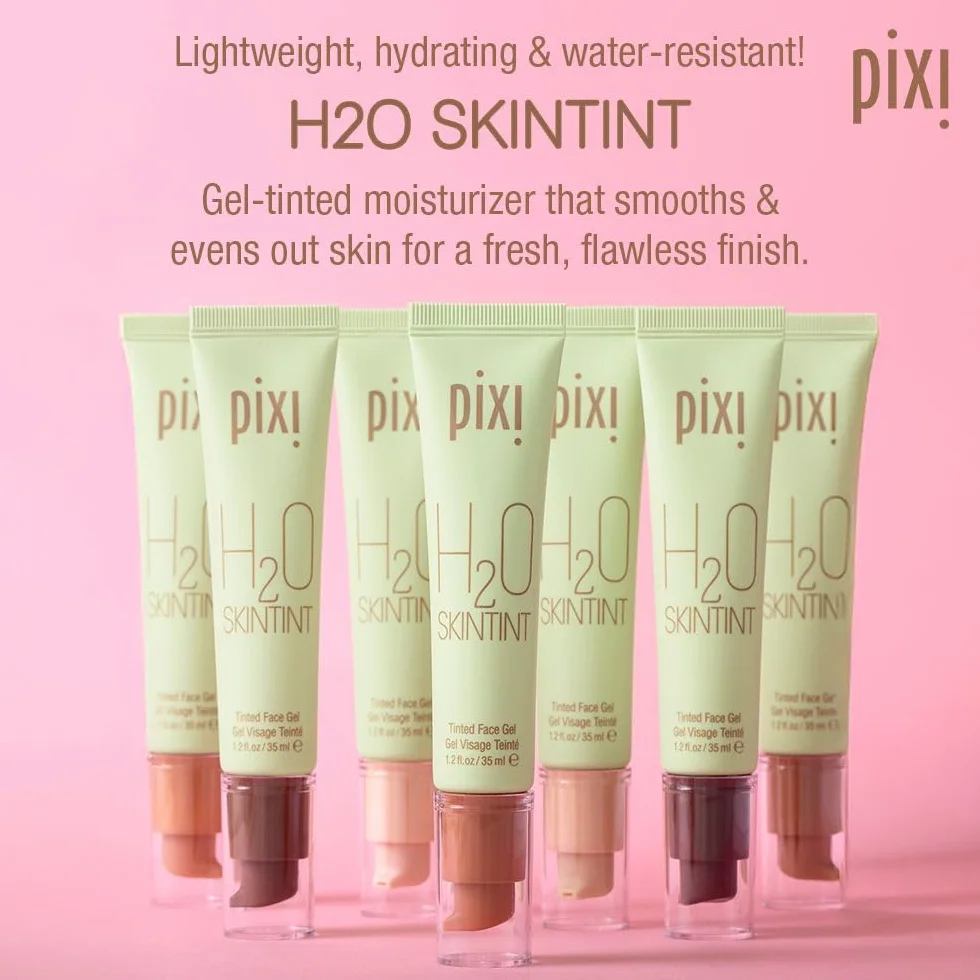 Pixi H2O Skintint | Gel Hidratante con Color | Ligero, Hidratante y Resistente al Agua | Uniformiza el Tono y Reduce el Enrojecimiento | En el Color " Honey” | 1.2 fl oz/35 ml