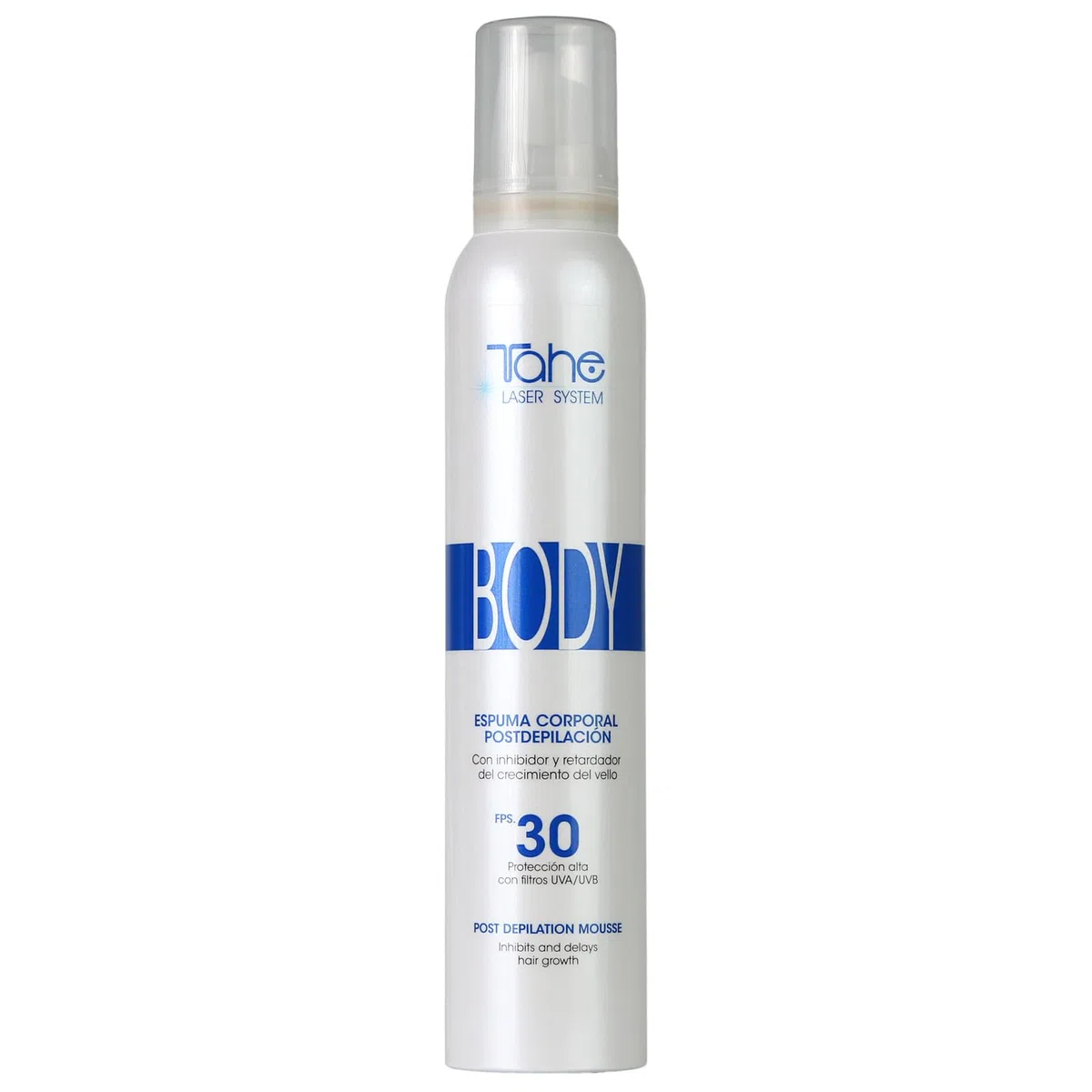 Tahe Laser System Espuma corporal Post-depilación con retardador del crecimiento del vello, FPS 30, 200 ml