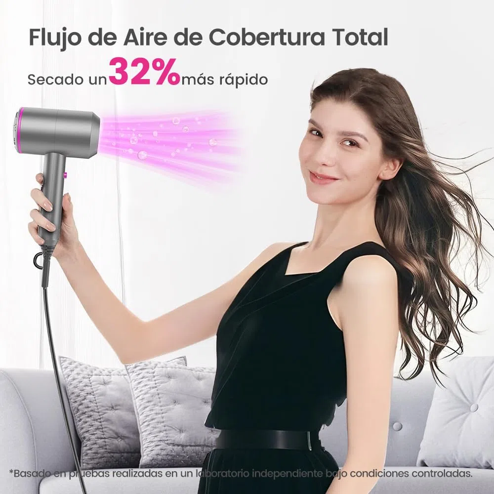 Secador Pelo Ionico, Secadores de Pelo iones Profesional Hair Dryer Motor AC Motor Rápido, 3 Temperaturas, 2 Velocidades, Difusor y Concentrador (Gris Mate)