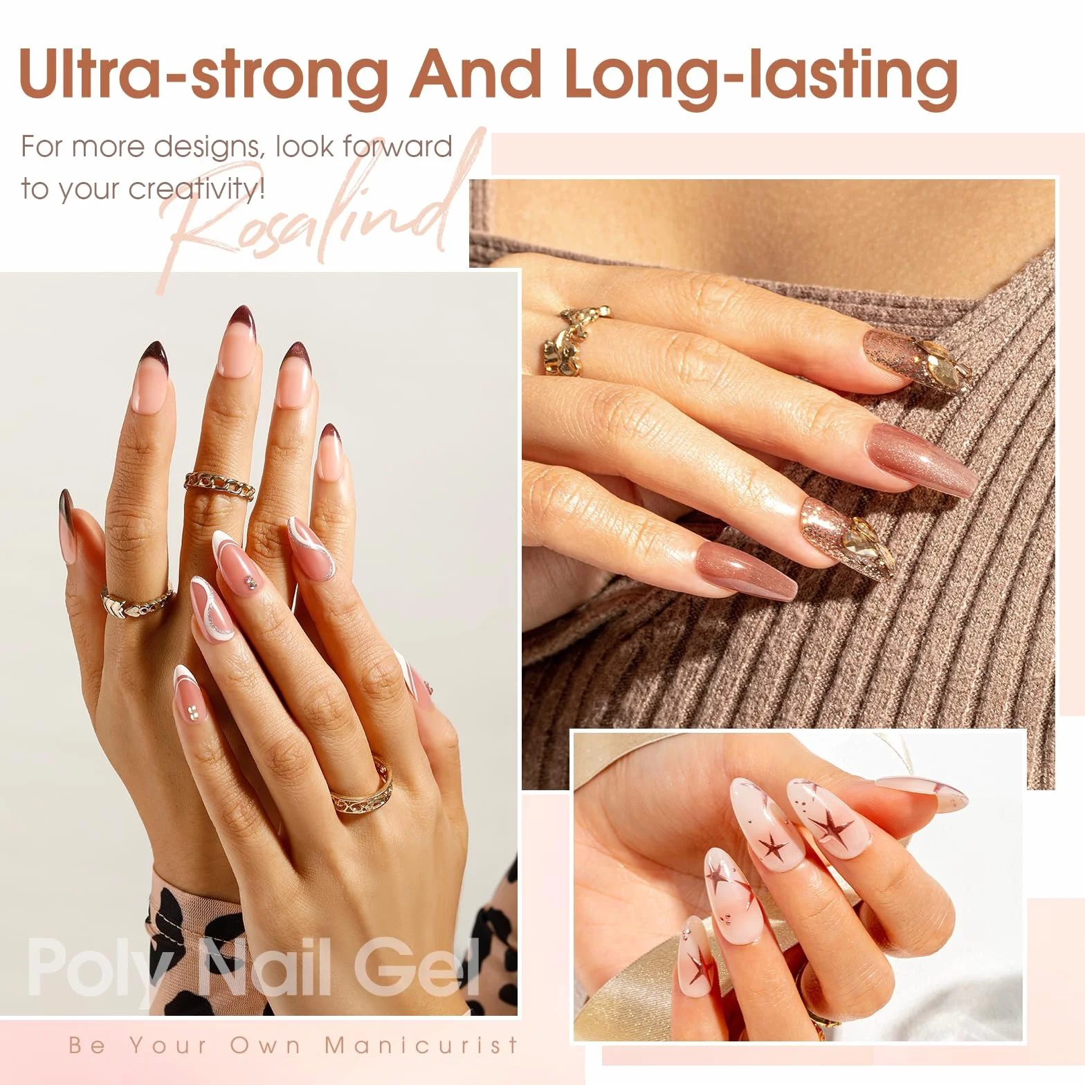 ROSALIND Kit Uñas de Gel, 8 Colores 10ml Gel Extensión de Uñas Kit Completo, con 48W UV Lámpara, Base & Top Coat, Herramientas de Manicura, Nail Art Poligel Kit para Principiantes,Profesionales