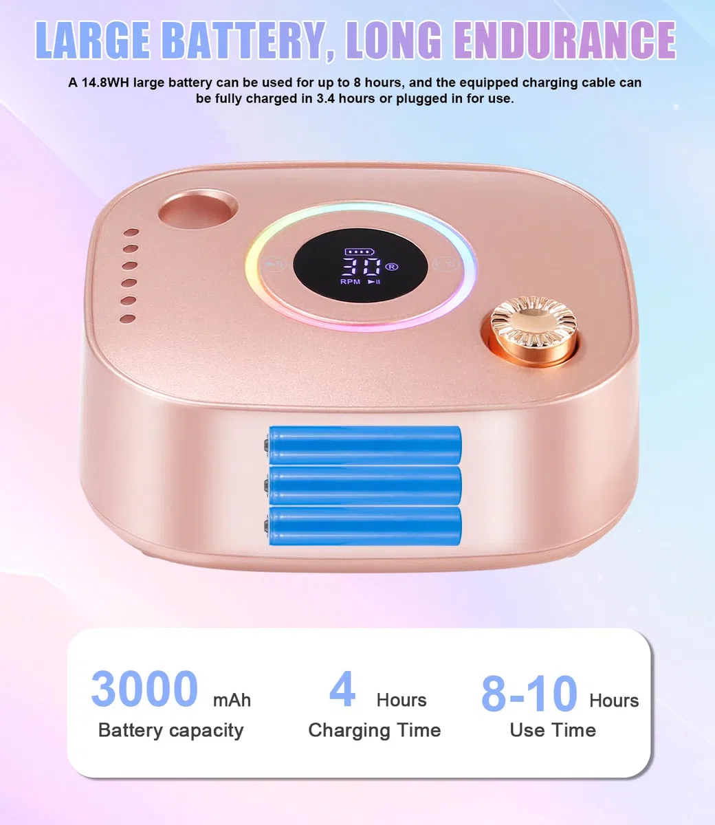 Torno para Uñas, 45,000RPM Profesional Lima Electrica Uñas, Velocidad Ajustable,Set de Accesorios para Manicura y Pedicura con Brocas de Cerámica,para Uso Doméstico Salones de Uñas