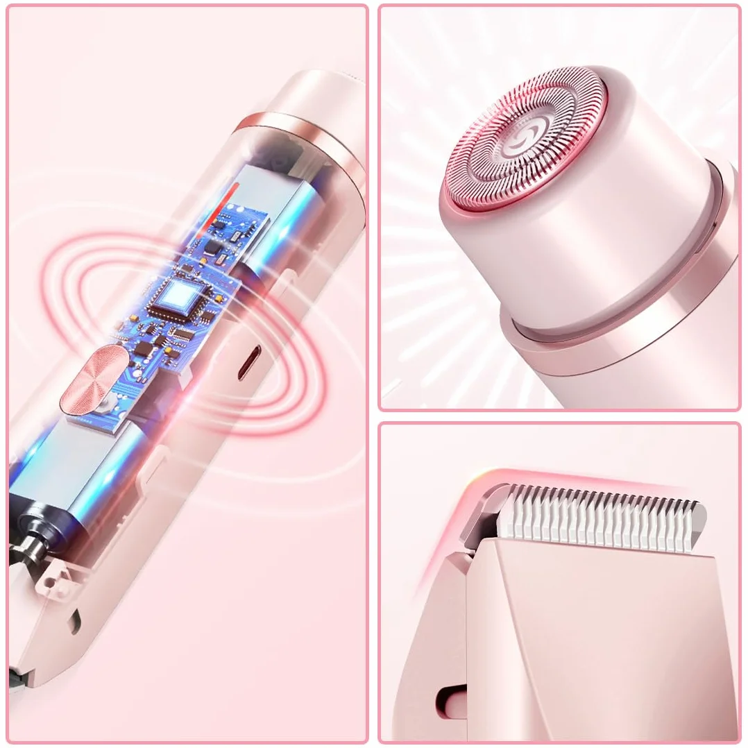 Doble Cabeza Depiladora Mujer,Eléctrico Rasuradora Mujer, IPX7 Impermeable, Multifuncional, Apta para el Cuerpo, Las Piernas y los Brazos, Regalo para Mujer