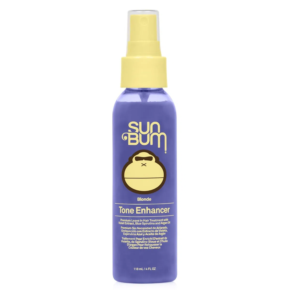 Sun Bum Potenciador de tono rubio, tratamiento sin enjuague morado sin crueldad, perfecto para cabello rubio natural y tratado con color, 118 ml