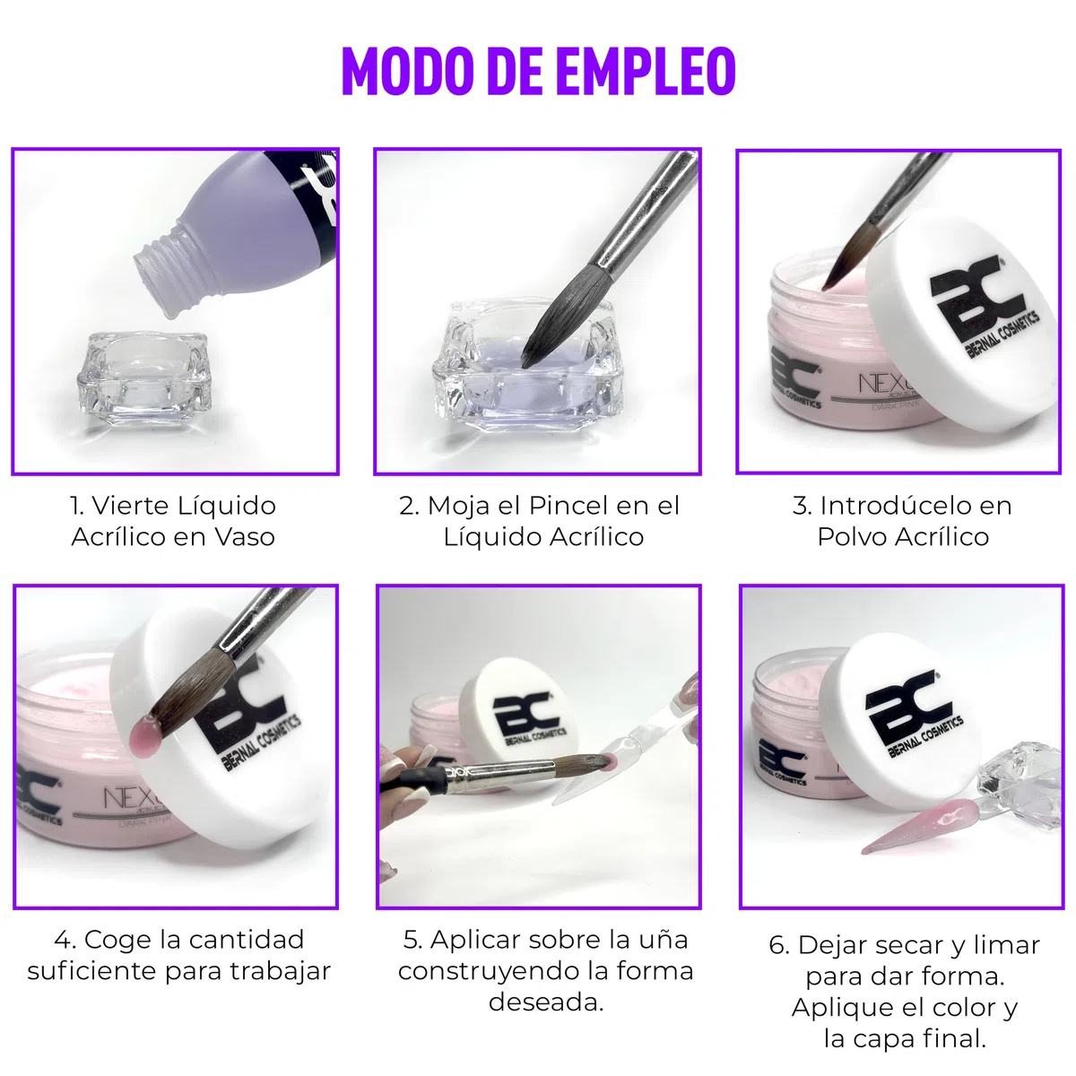 Polvo Acrílico - Dark Pink (Rosa Intenso translúcido) 200g | Acryl Powder DARK PINK | Bernal Cosmetics
