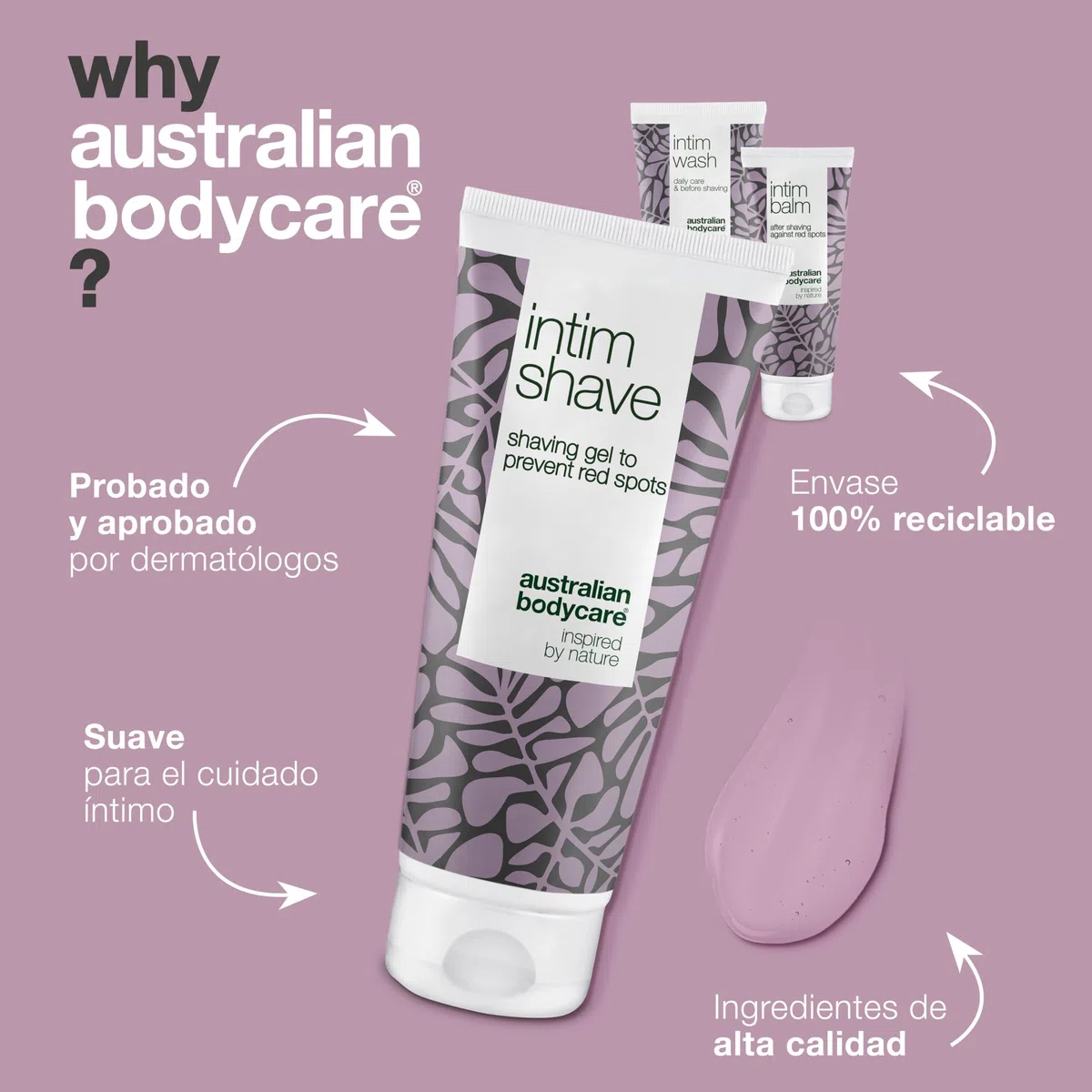 KIT de afeitado íntimo|3 productos para librarse de sarpullidos y vellos encarnados después del afeitado. Contiene|Intim Wash 200 ml, Intim Shave 100 ml, Intim Balm 100 ml | Australian Bodycare