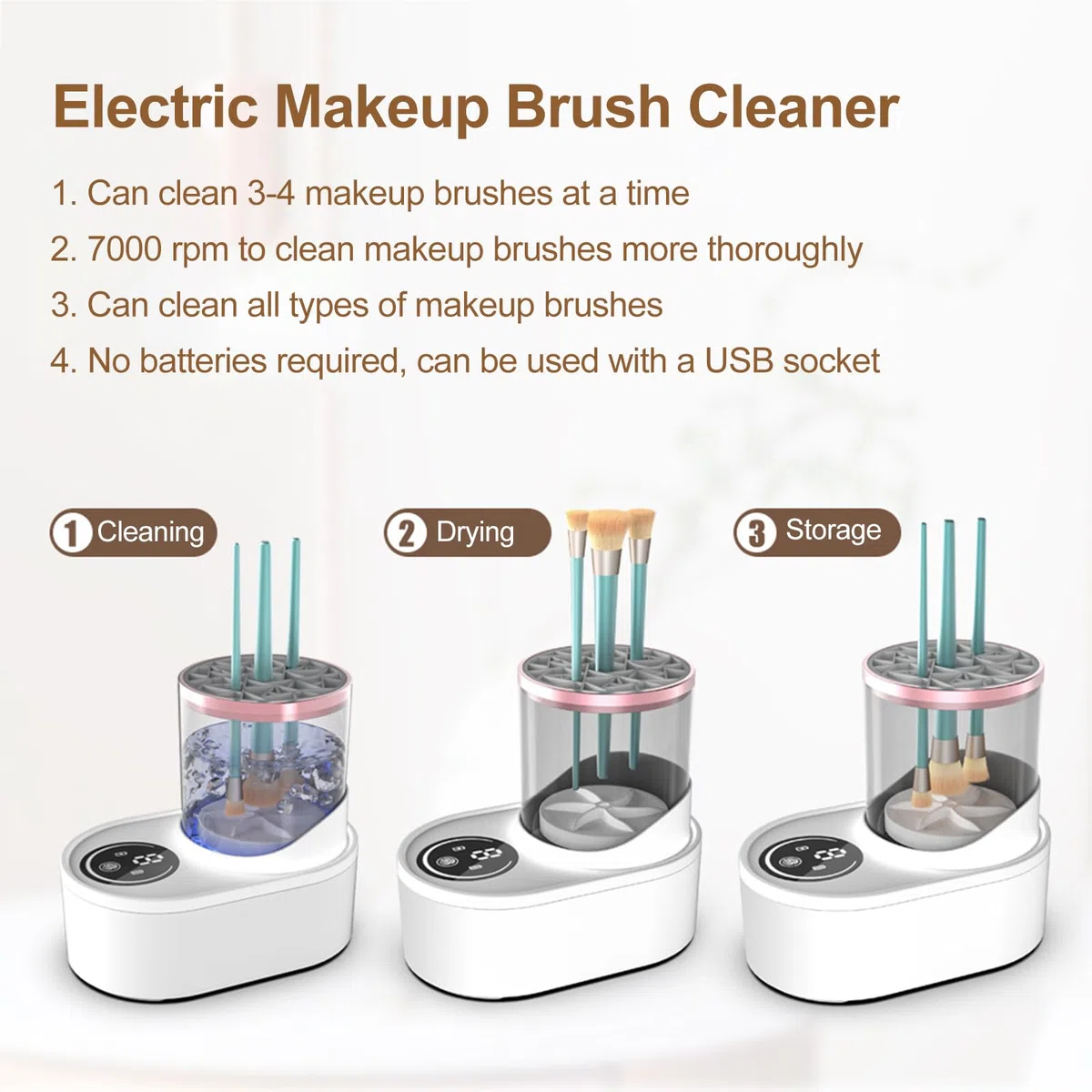 Maquina Limpiadora de Brochas de Maquillaje Máquina de Almacenamiento de Brochas de Maquillaje Limpiador Brochas Electrico Limpiador Eléctrico Brochas de Maquillaje Limpieza de Brochas de Maquillaje