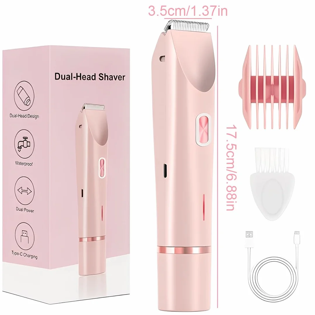 Doble Cabeza Depiladora Mujer,Eléctrico Rasuradora Mujer, IPX7 Impermeable, Multifuncional, Apta para el Cuerpo, Las Piernas y los Brazos, Regalo para Mujer