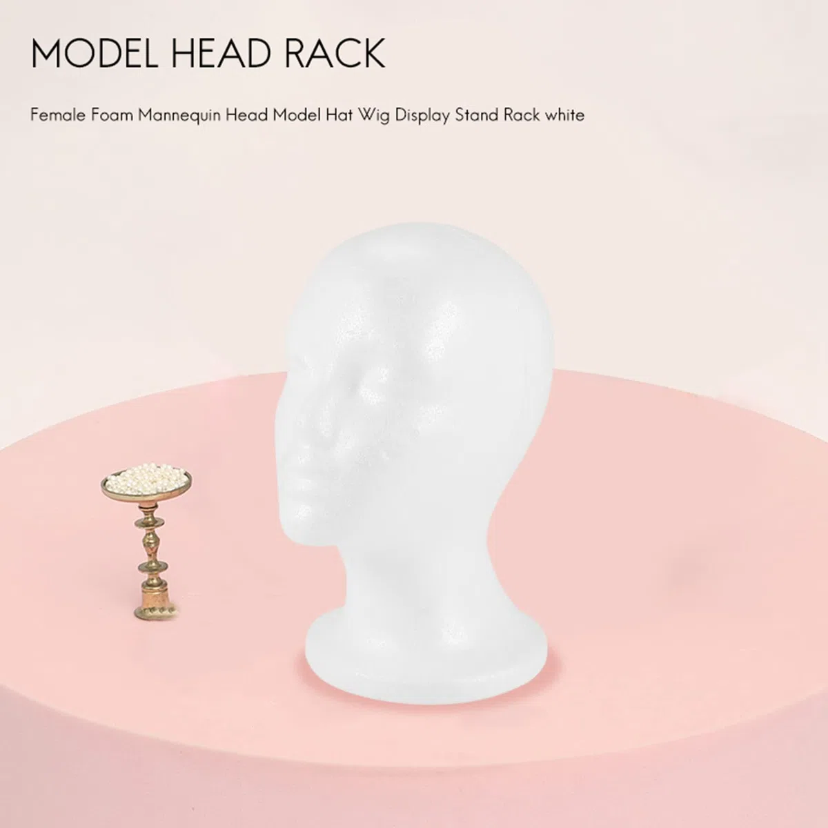 Cabeza de Maniquí de Espuma Femenina Modelo Sombrero Sombrero Peluca Expositor Estante