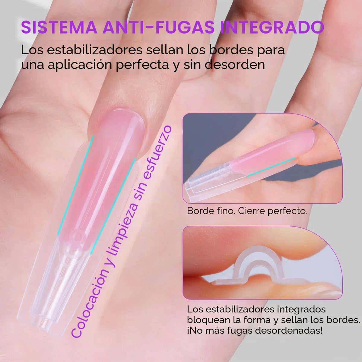Gelike ec Formas de uñas dobles profesionales para gel constructor: diseño sándwich formas de uñas 240 piezas 15 tamaños - Para extensiones de gel impecables - Fácil para bricolaje y salón - Bailarina