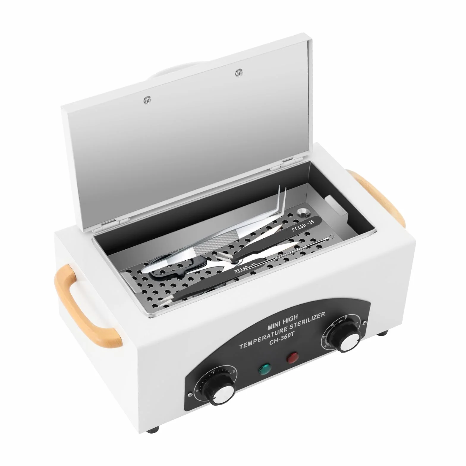 Esterilizador de Aire Caliente, Esterilizador de Material de Manicura de 300W 2L, Con Temporizador y Luz Indicadora, Autoclave de Esterilización, Para Desinfectar Tijeras, Pinzas, Toallas y
