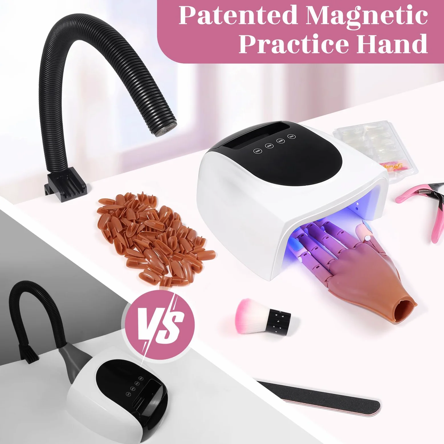 Mano de práctica magnética para uñas acrílicas: mano flexible para practicar uñas para principiantes, mano realista de entrenamiento de uñas para salones de belleza y hogar, mano falsa flexible