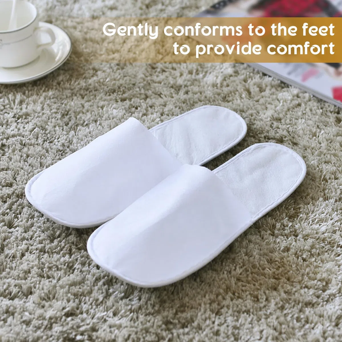 Tissting 20 Pares Pantuflas de SPA Desechables para Hotel, Zapatillas de Hotel para Invitados, Zapatillas de Hotel, Estar por Casa con Punta Cerrada Unisex para SPA, Hotel, Fiesta