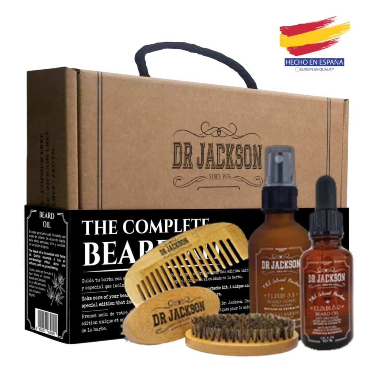 DR. JACKSON Kit Cuidado Barba Hombre con Balsamo Barba, Aceite para Barba Hombre y Cepillo Barba Hombre - Pack Regalo Hombre Cumpleaños - Kit Barba Hombre Aceite Barba Hombre Crece Barba