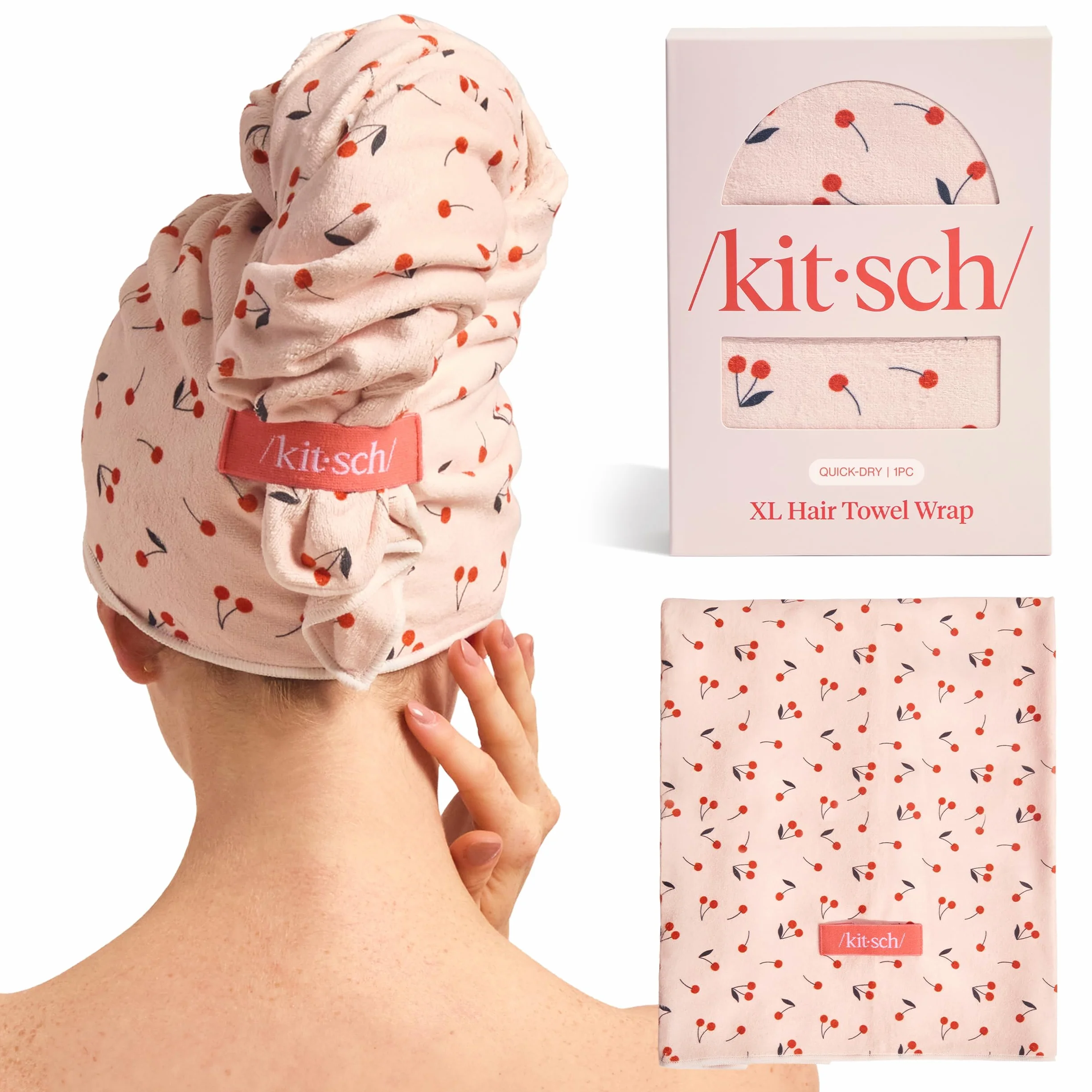 Kitsch Toalla de microfibra XL para mujer, toalla de microfibra, súper absorbente, de secado rápido, antiencrespamiento, para cabello largo y corto, turbantes para mujer, envoltura de cabello húmedo y
