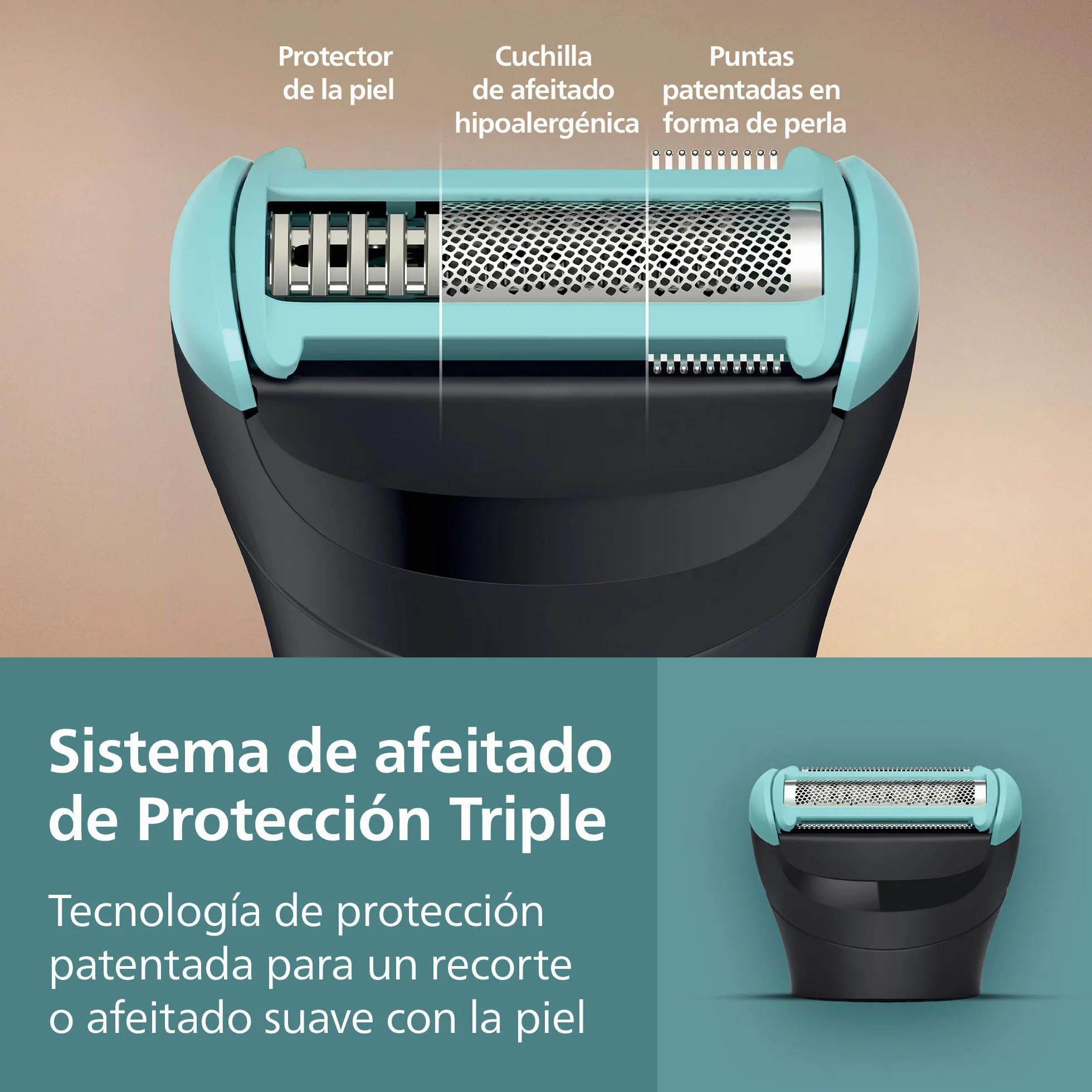 Philips Afeitadora Corporal Series 5000 - Recortadora para Hombre con Sistema Triple Protect, Afeita y Recorta la Zona Íntima, Apta para la Ducha, 100 min. de autonomía. BG5485/30