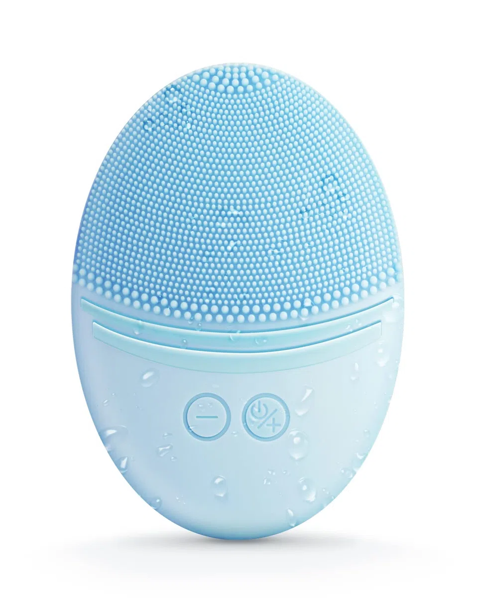 EZBASICS Cepillo de limpieza facial impermeable vibrante ultrasónico cepillo facial para limpieza profunda exfoliación suave y masaje carga inductiva (azul)1 Pack+5 Speed Settings