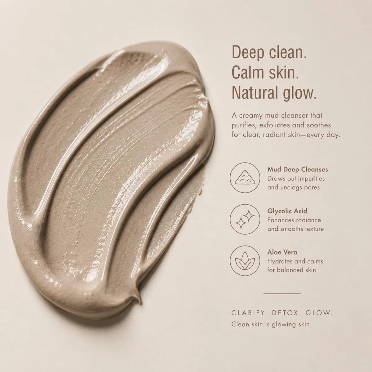 Pixi Beauty Glow Mud Cleanser | Limpiador Facial Diario Purificante con 5% de Ácido Glicólico | Exfolia y Purifica Suavemente los Poros y Ilumina sin Despojar la Piel | 135 ml / 4.57 fl oz