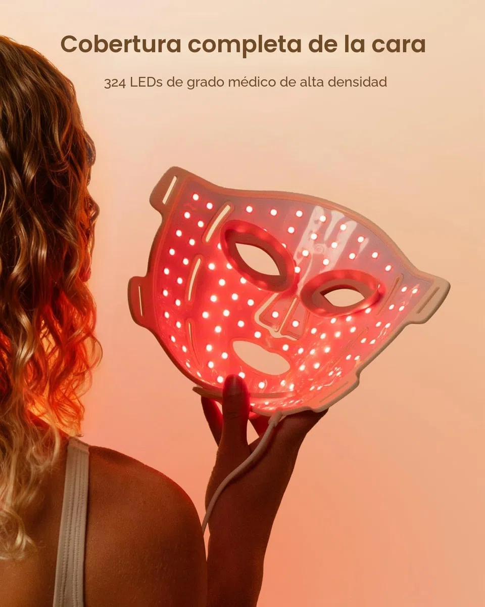 Mascarilla facial suave con luz LED RENPHO, mascarilla facial de silicona, 324 LED de cobertura facial completa y 3 modos de luz, mamás y esposas, para mujeres recargable para viajes 2026