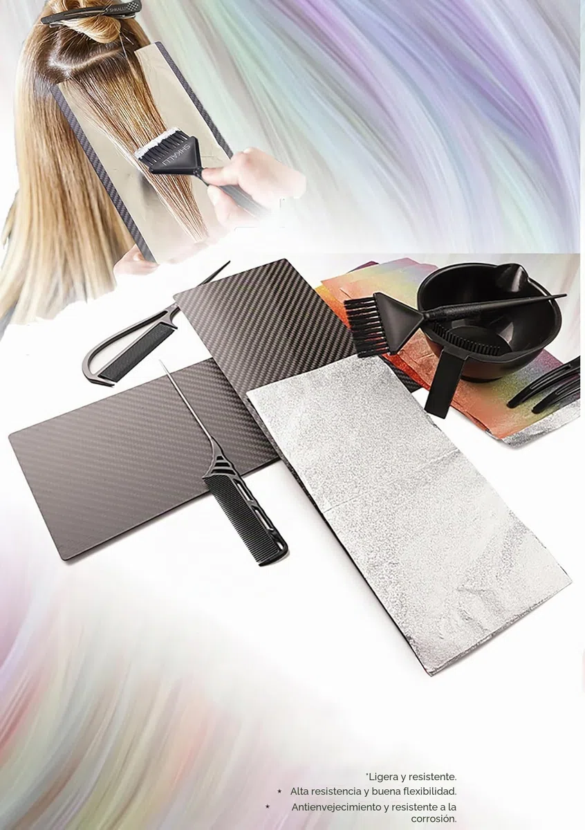 Tablero de balayage profesional de fibra de carbono - Herramienta de peinado ligera y antideslizante para peluquería, uso en salones de belleza (Color: negro mate H)