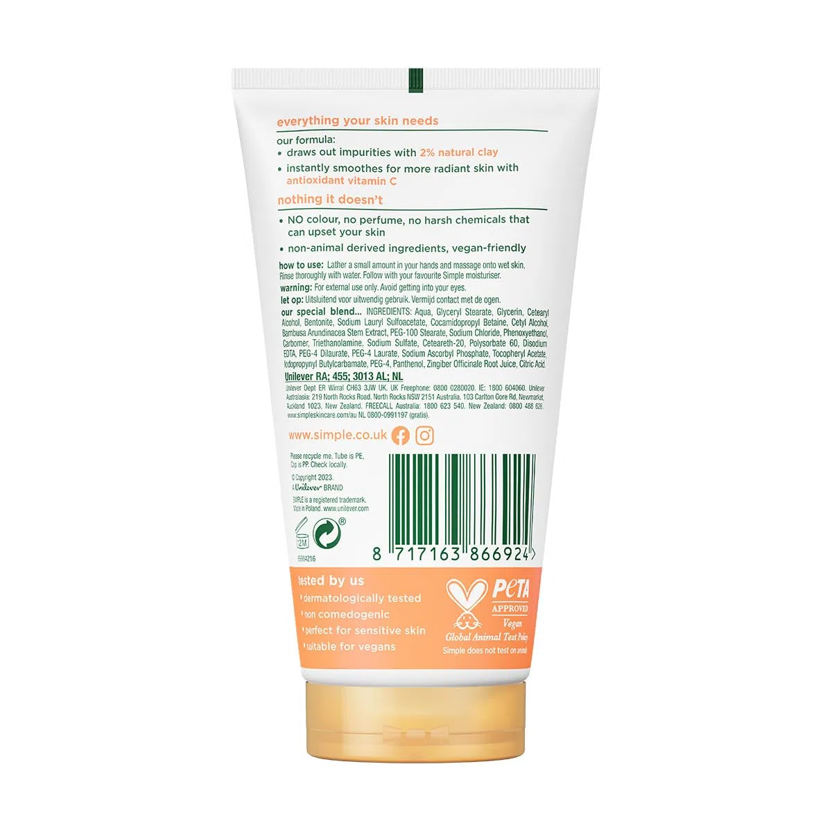 Simple Protect 'N' Glow Express Glow - Esmalte exfoliante para piel radiante (150 ml)