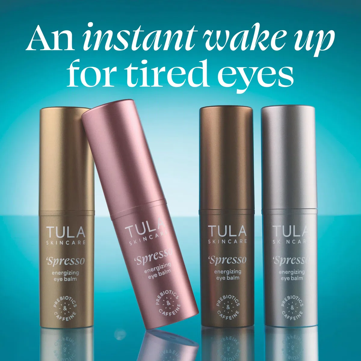 TULA Skin Care Eye Balm Gold Glow - Tratamiento de círculos oscuros, hidrata e ilumina al instante la zona debajo de los ojos, portátil y perfecto para usar sobre la marcha, 0.35 onzas.