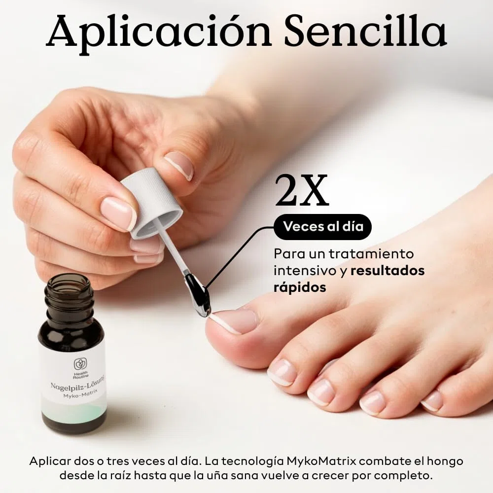 Health Routine Myko-Matrix solución antimicótica para uñas — Dispositivo médico CE para uñas dañadas — Tratamiento con aceite de árbol de té y aceites esenciales — desarrollado en Austria