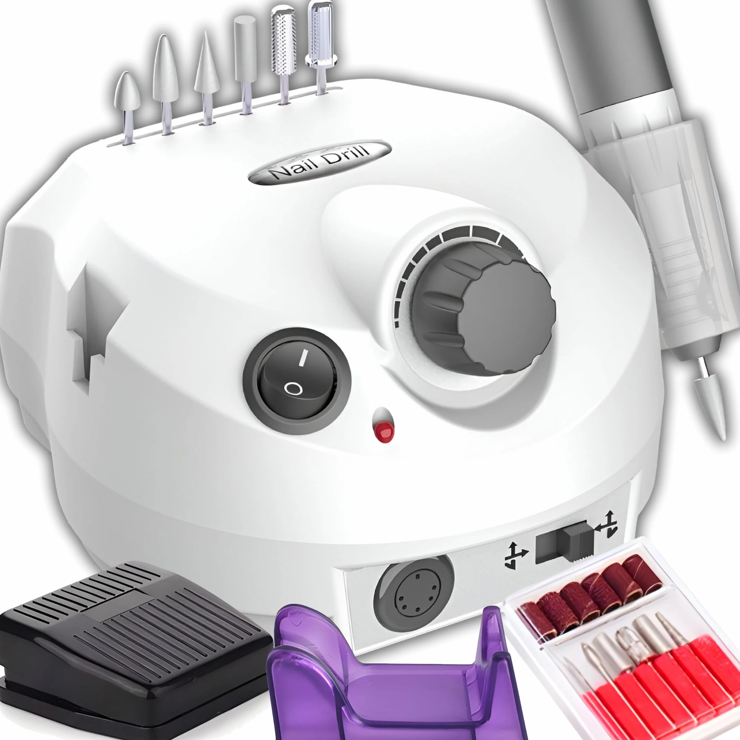 Retoo Torno para uñas profesional Électrica para Manicura y Pedicura para uñas de gel 30000 rpm lima de uñas Velocidad Ajustable Fresa de uñas fresadora para uñas acrílicas manicura DIY blanco
