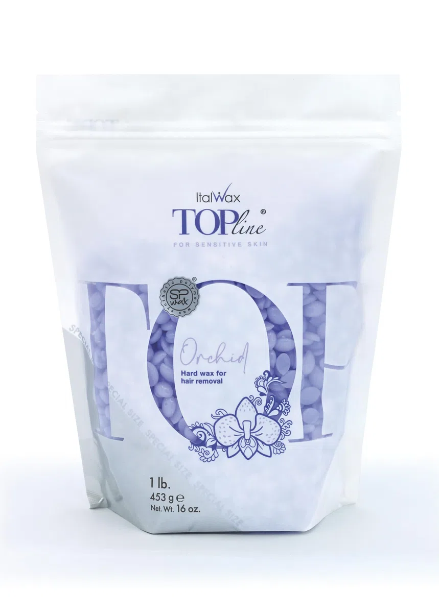 Italwax Top Line Orchid - 450g - Cera elástica en perlas para depilaciòn sin bandas - Formulación sintética ideal para pieles sensibles - Recomendado para la zona bikini y las axilas - Sin fragancia