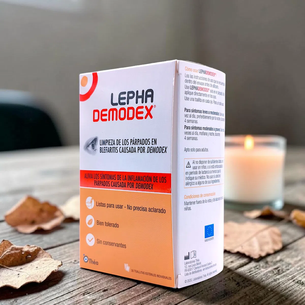 Laboratorios Thea Lephademodex 30 Toallitas Estériles - Higiene de Párpados y Pestañas - Tratamiento para Infección por Demodex y Blefaritis - Con Terpinen-4-ol y Ácido Hialurónico