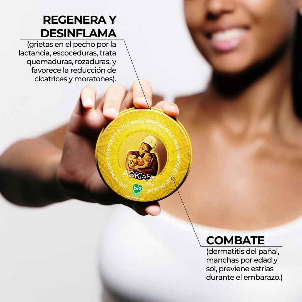 AOKlabs - Oro Africano | SIN REFINAR, PURO, ECOLÓGICO | Manteca de Karité 100% Natural | HIDRATANTE Y REGENERATIVO | Cuidado Integral Piel | CARA CUERPO Y CABELLO | (200 ml)
