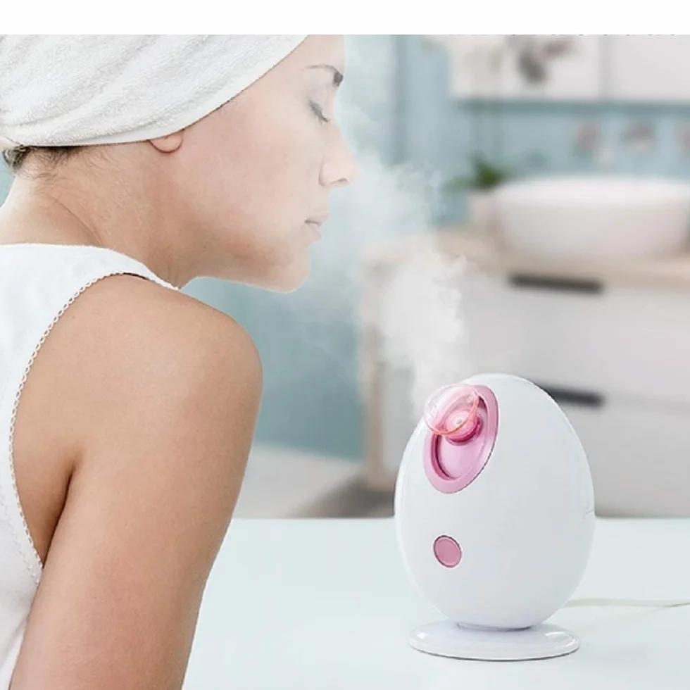 InnovaGoods Moispa Sauna Facial Eléctrica - Nano-vaporizador, Hidratación Profunda, Limpieza Intensiva, 90ml, 40ºC, Apagado Automático, Blanco Rosa, ABS