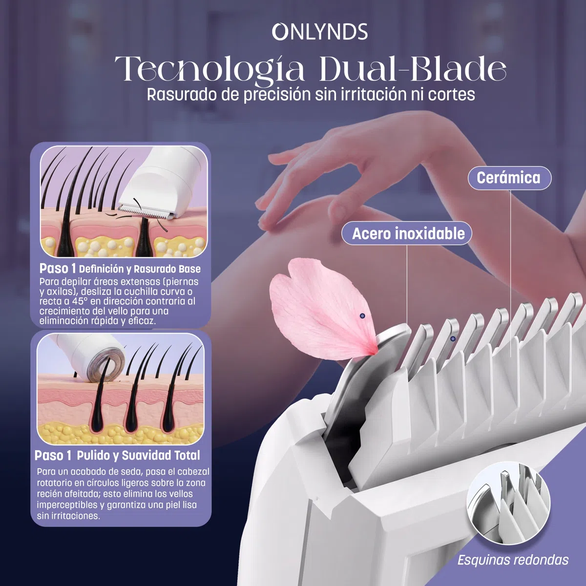 SUPER Afeitadora Eléctrica Mujer 4 en 1 Facial y Corporal | Depiladora Íntima Mujer IPX5 Uso Seco y Mojado | Rasuradora Mujer Zona Íntima BIKINI | 4 CABEZALES | Espejo y Bolsa Impermeable INCLUIDOS.