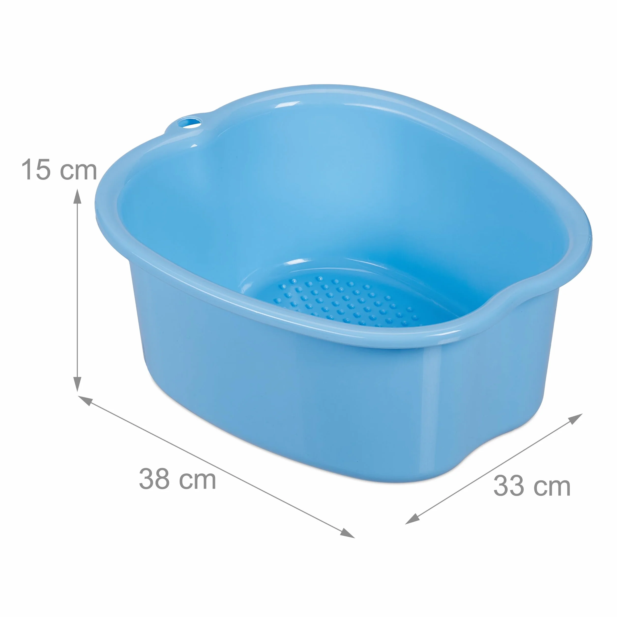 Relaxdays Cuenco Baño de Pies, Barreño Pedicura Plástico, Pediluvio, Bañera Pedicura, Foot SPA, 15 x 33 x 38 cm, Azul