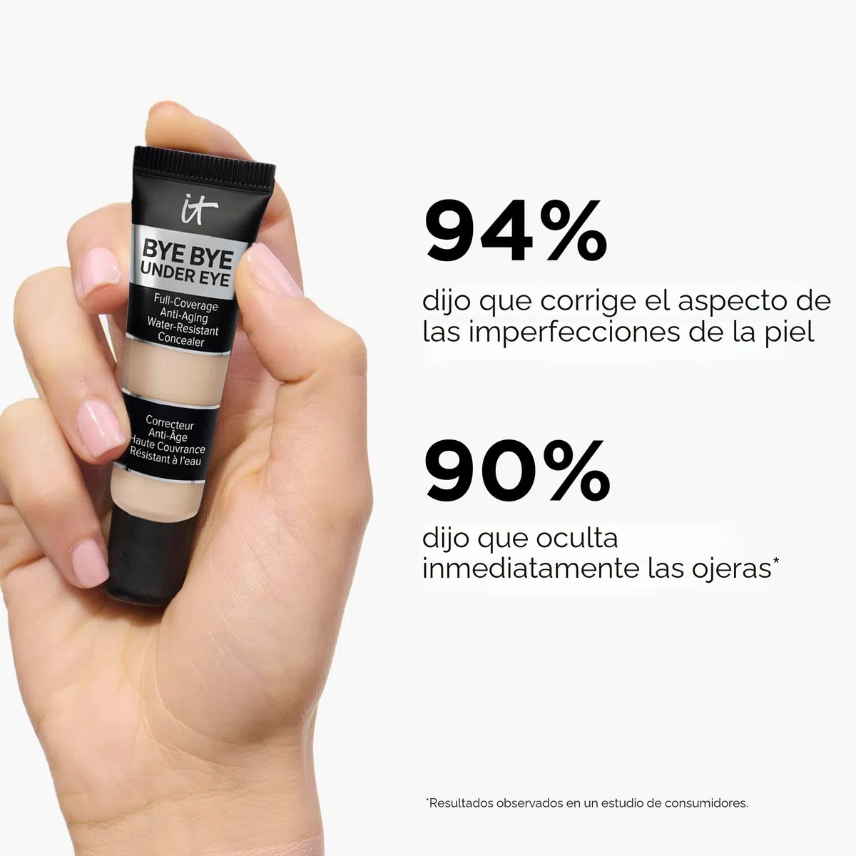 IT Cosmetics, Corrector De Ojeras Antiedad, Waterproof, Cobertura Total, Corrige Ojeras, Bolsas y Otras Imperfecciones, Tecnología Expression Proof, 28 Tonos Disponibles, Bye Bye Under Eye, 12 ml