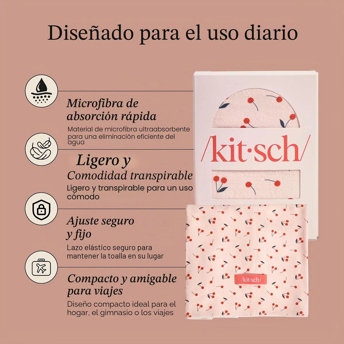 Kitsch Toalla de microfibra XL para mujer, toalla de microfibra, súper absorbente, de secado rápido, antiencrespamiento, para cabello largo y corto, turbantes para mujer, envoltura de cabello húmedo y