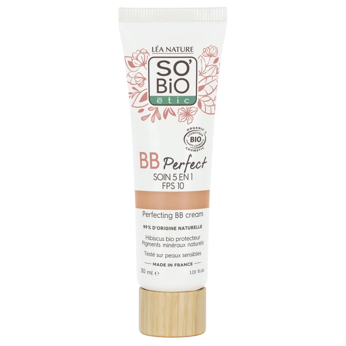 Lea Nature SO Organic Etic BB 5 en 1 – Crema orgánica certificada – Hidrolato de hibisco, SPF – Transparente, Hidraulente, Uniforme, Liso, Revela brillo, Protege la piel