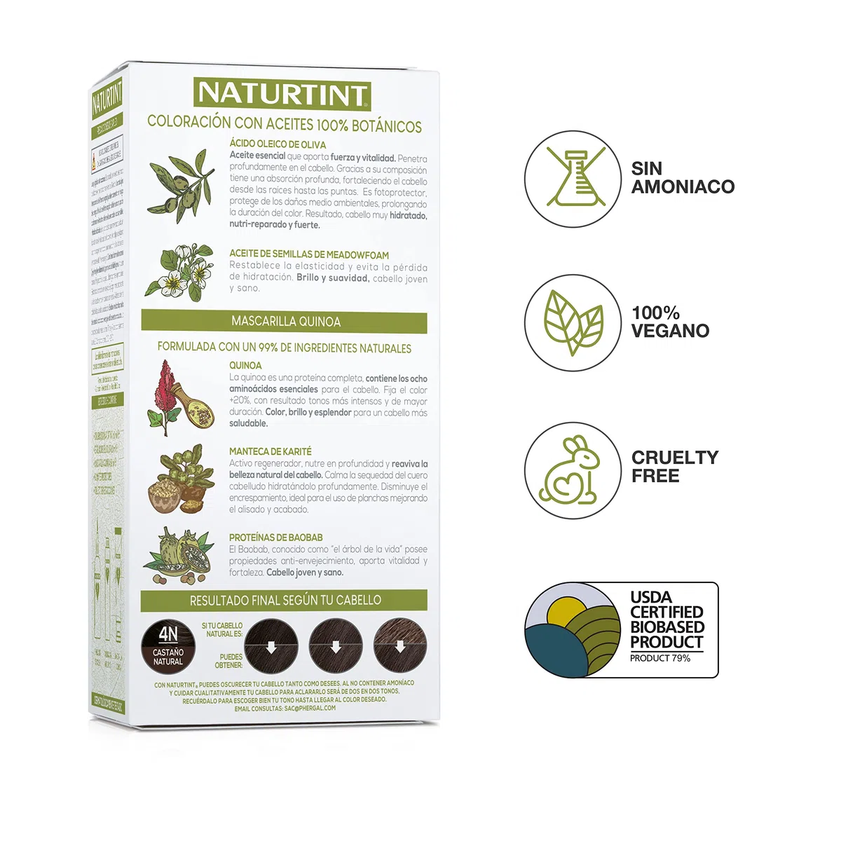 Naturtint Biobased | Coloración sin amoniaco | 100% cobertura de canas | Ingredientes vegetales | Color natural y duradero | 6N Rubio Oscuro | Pack de 3
