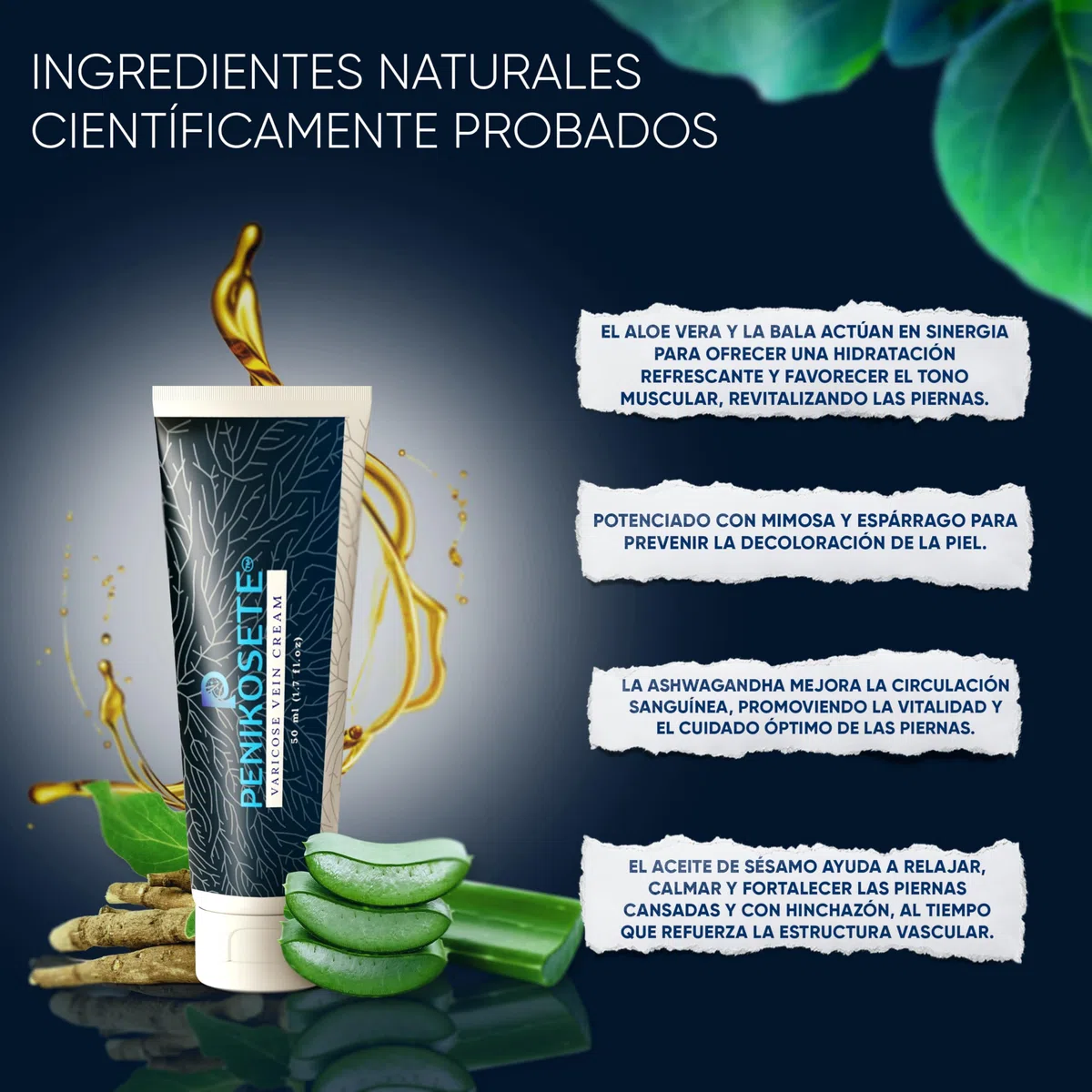 PENIKOSETE Crema Varices y Arañas Vasculares | Fórmula Ayurvédica Ashwagandha | Alivia Pesadez, Hinchazón y Calambres | Mejora Circulación Venosa | Natural, No Pegajosa | Certificada AYUSH