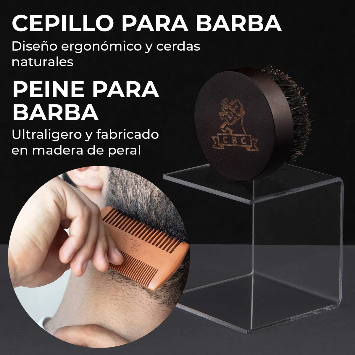 CAMDEN Kit para el cuidado de la barba para hombre ● Set que incluye un aceite, un bálsamo, un cepillo y un peine ● Regalos originales