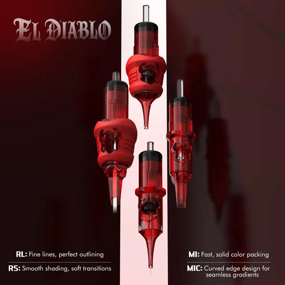 INKin Agujas Tatuaje 17RM 20 Piezas, Agujas de Tatuar #10 Bugpin 0,30mm Round Magnum con Protección de Silicona Extraíble, Agujas Tattoo con Mejorada Membrana para Maquina de Tatuar - EL Diablo