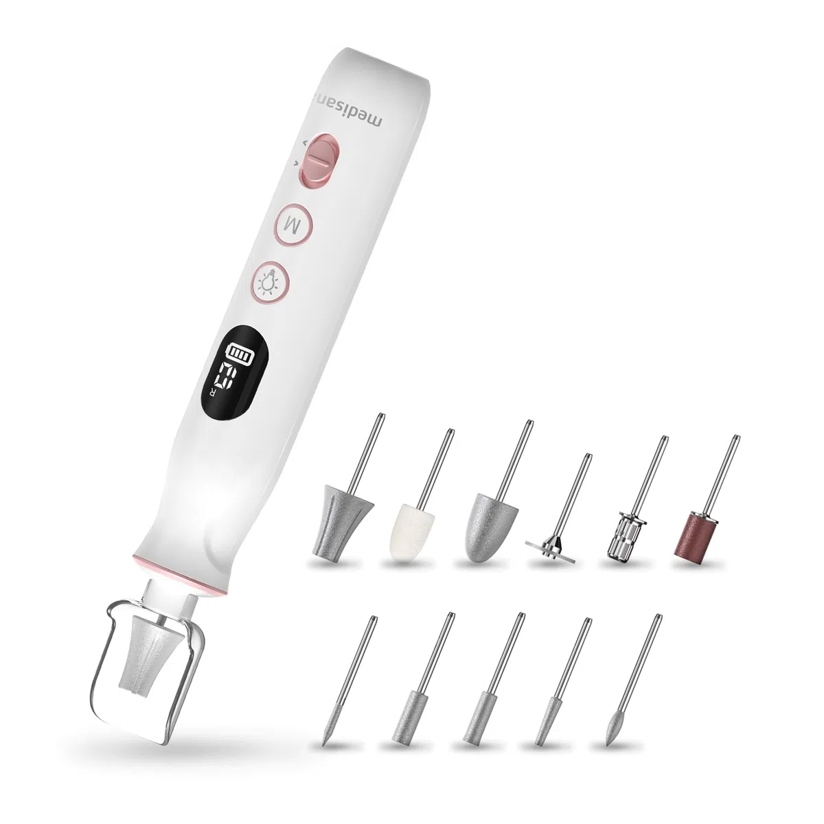 medisana MP 940 set eléctrico de manicura y pedicura, torno para uñas, lima electrica, kit de uñas para el cuidado de manos y pies y el tratamiento de uñas, cutículas y callosidades