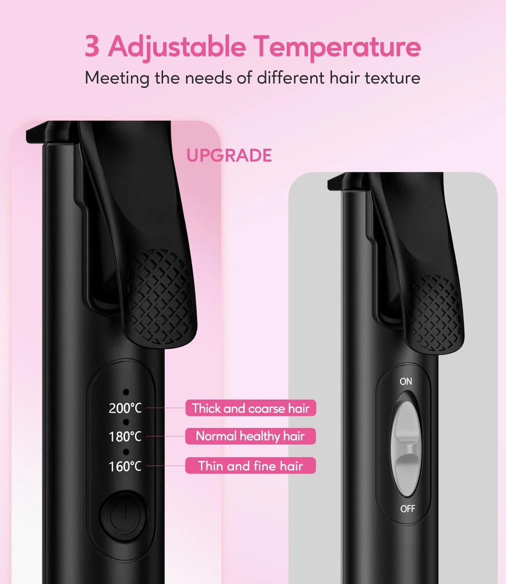 FARERY Mini Rizador Pelo Doble Voltaje, 25mm Tenacillas Pelo con 3 Temperaturas Ajustables, Mini Rizador de Pelo Cerámica con Infusión de Queratina&Aceite Argán, Rizador Tamaño de Viaje con Bolsa