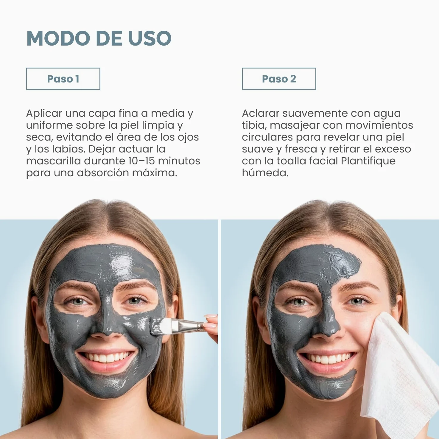 PLANTIFIQUE Mascarilla Facial Coreana Arcilla Volcánica y Mar Muerto – Mascarilla Rostro Carbón, Ácido Hialurónico, Aceite de Jojoba y Manteca de Karité – Purifica, Refina Poros, Hidrata y Calma, 110g